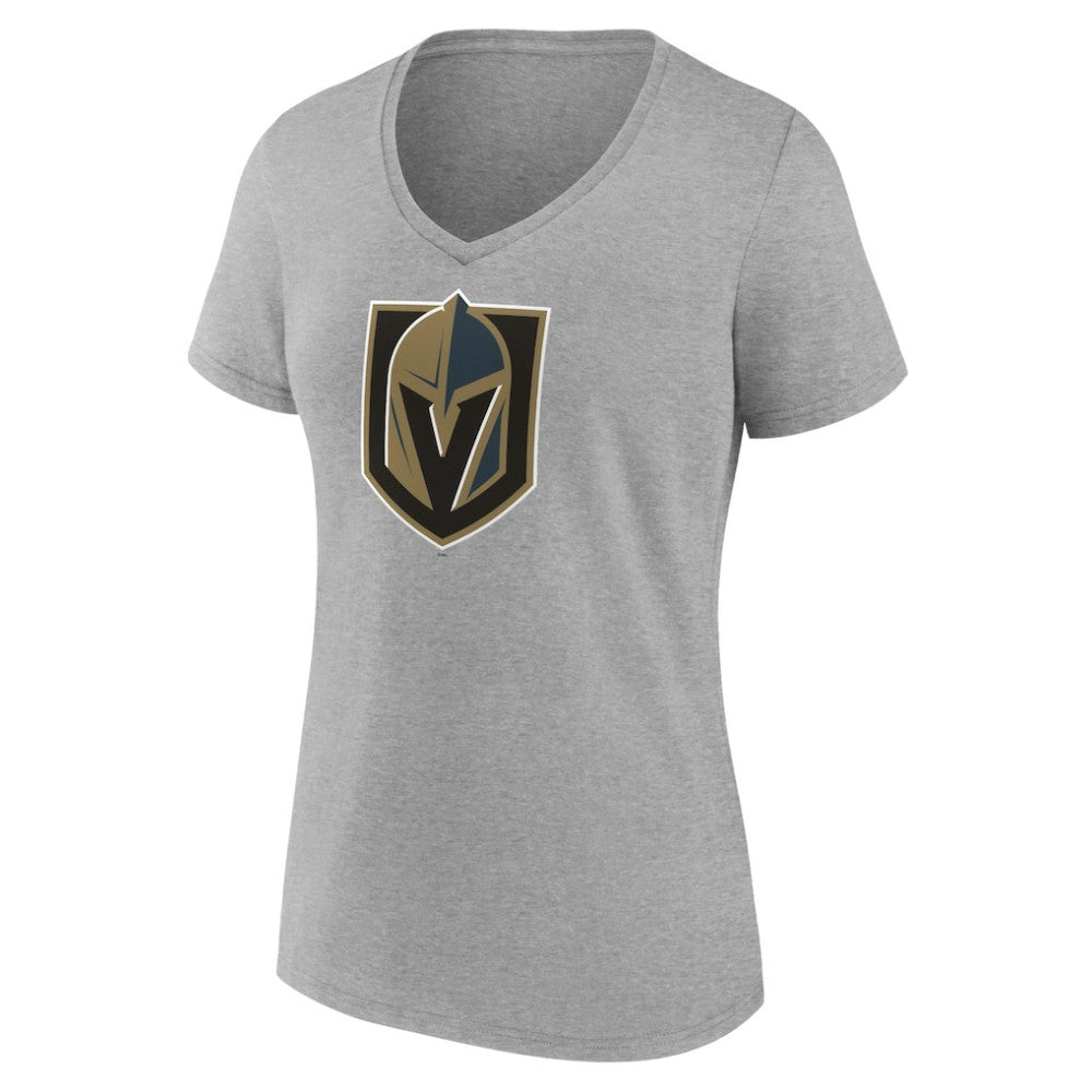 Vegas Golden Knights Women's Primary Logo Team V-Neck T-Shirt - Heather Gray - NHL