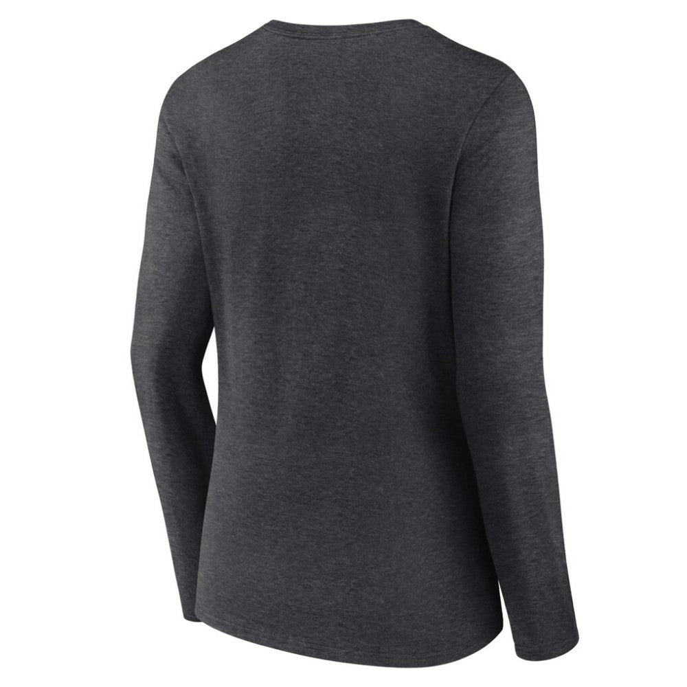 Los Angeles Kings Women's Primary Team Logo Long Sleeve V-Neck T-Shirt - Heather Charcoal - NHL