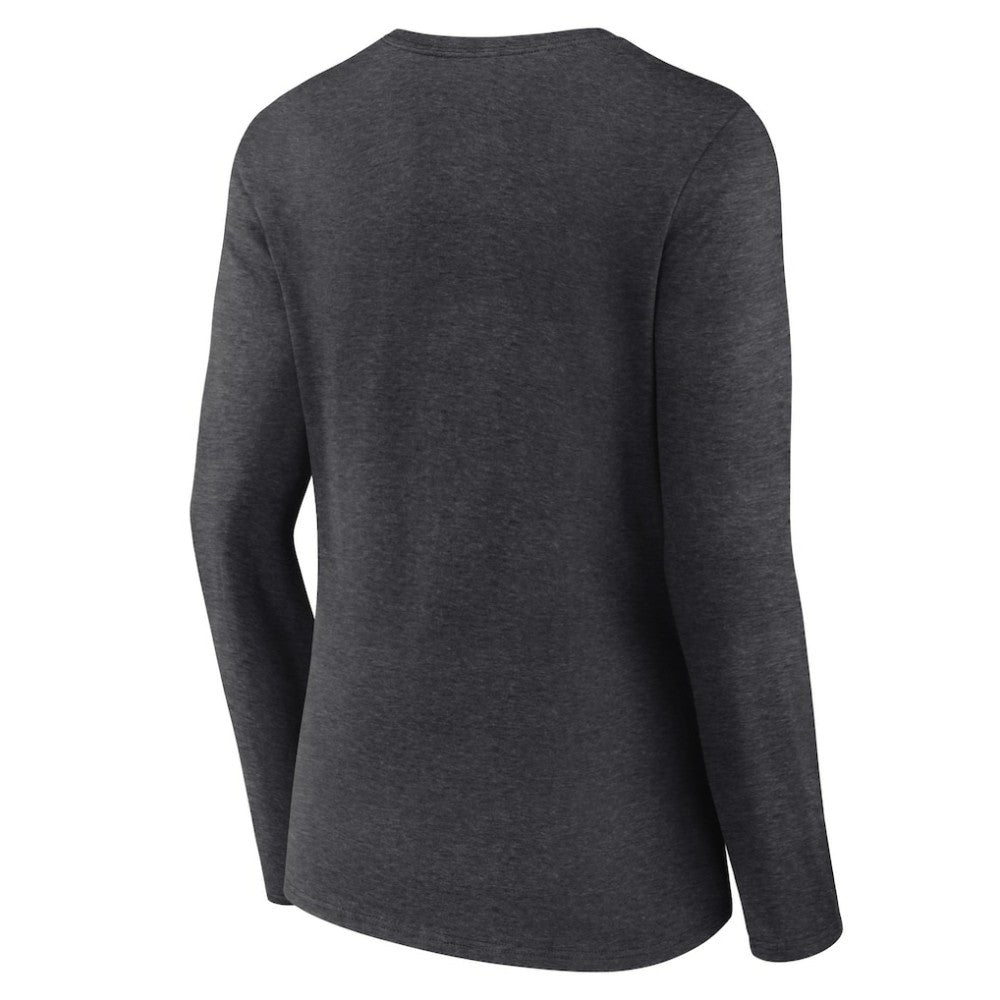 Minnesota Wild Women's Primary Team Logo Long Sleeve V-Neck T-Shirt - Heather Charcoal - NHL