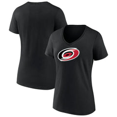 Carolina Hurricanes Women's Team Primary Logo V-Neck T-Shirt - Black - NHL