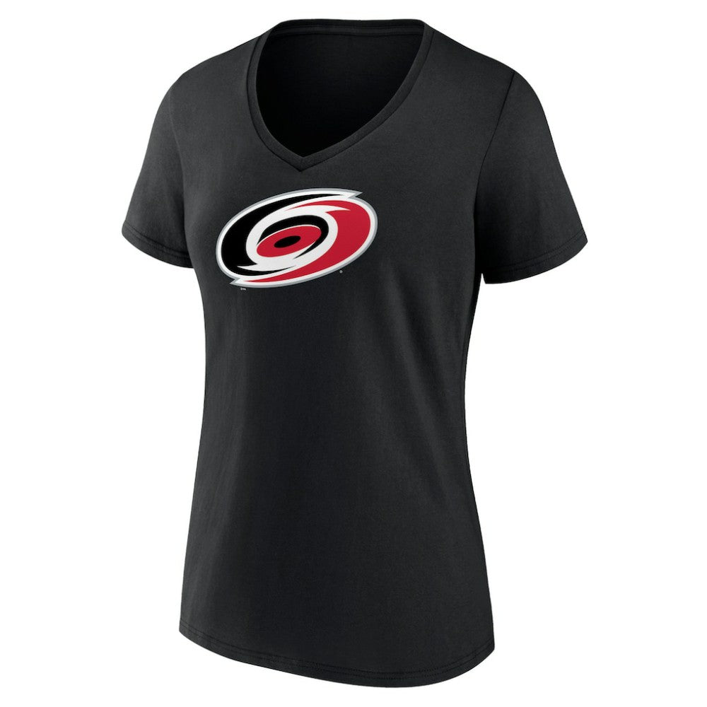 Carolina Hurricanes Women's Team Primary Logo V-Neck T-Shirt - Black - NHL