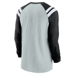 Las Vegas Raiders Classic Arc Raglan Tri-Blend Long Sleeve T-Shirt Silver/Black | Nike for Sale