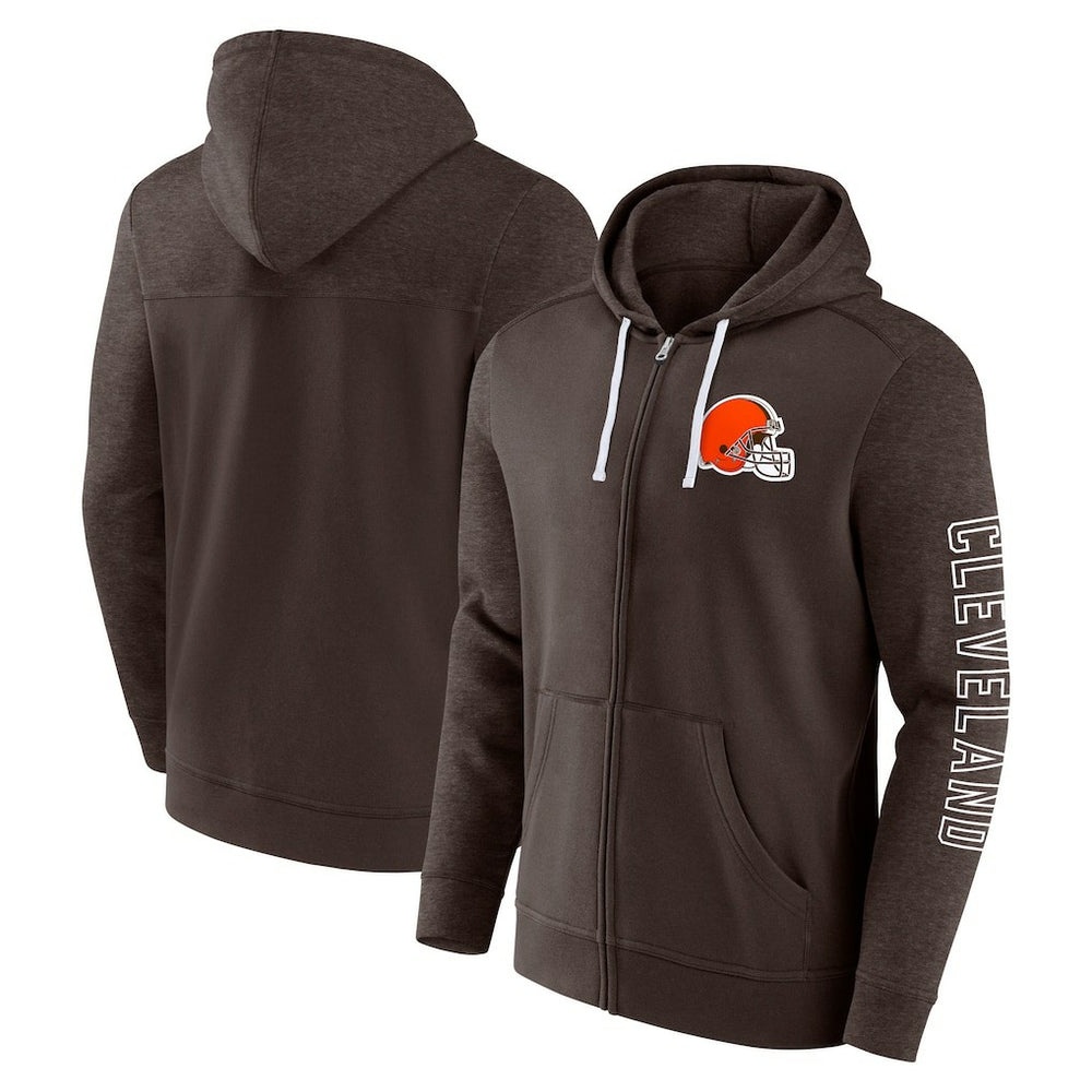Cleveland Browns Offensive Lineup Hoodie Full-Zip Hoodie Brown | Fanatics