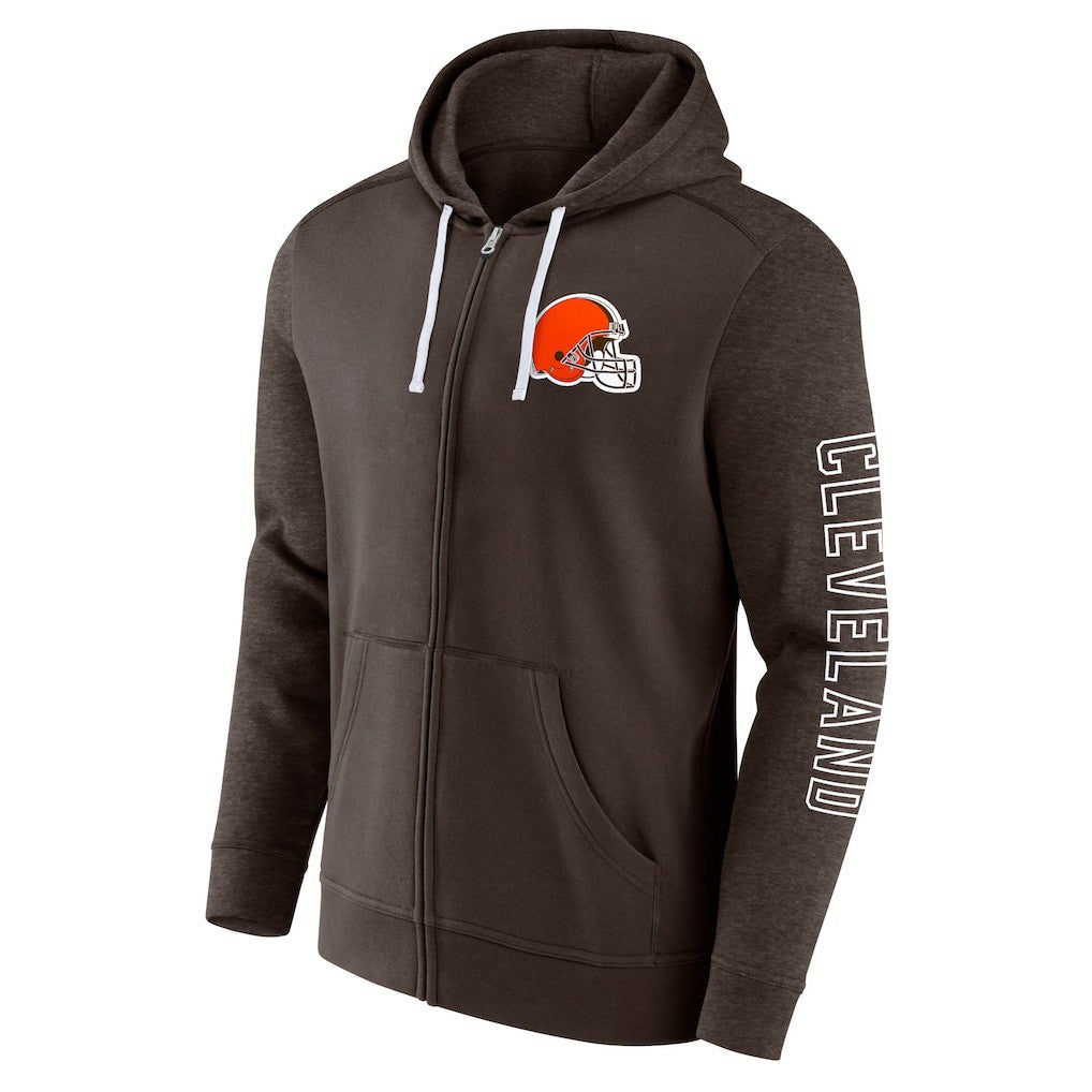 Cleveland Browns Offensive Lineup Hoodie Full-Zip Hoodie Brown | Fanatics