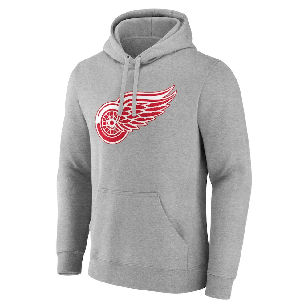 Detroit Red Wings Primary Team Logo Pullover Hoodie - Gray - NHL