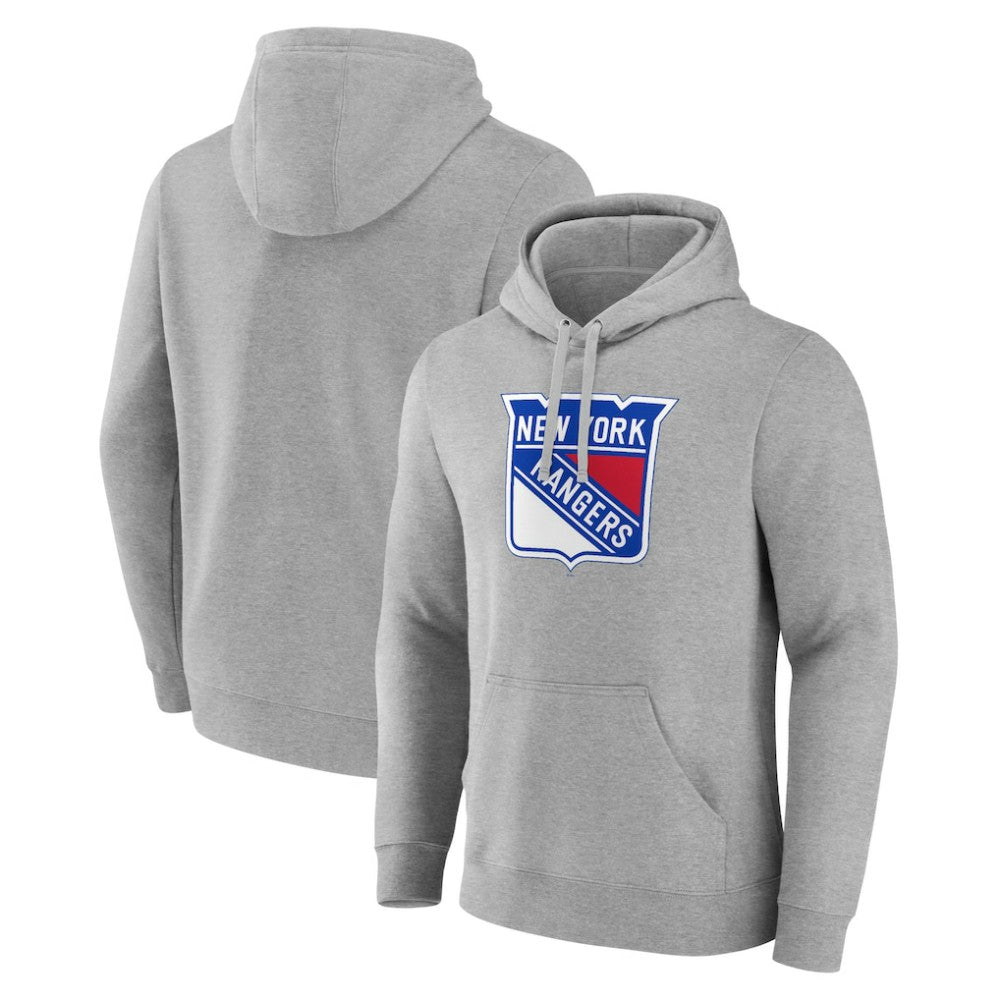 New York Rangers Primary Team Logo Pullover Hoodie - Gray - NHL