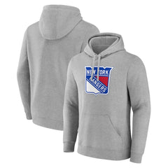 New York Rangers Primary Team Logo Pullover Hoodie - Gray - NHL