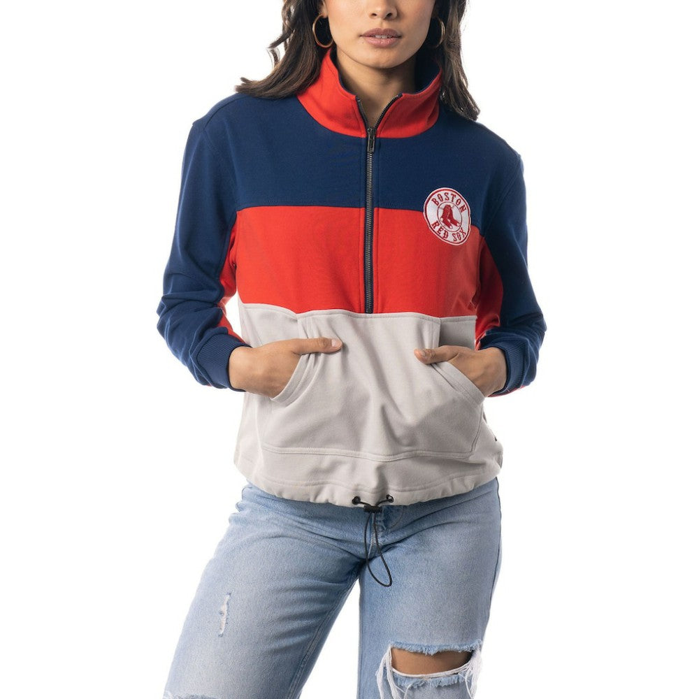 Boston Red Sox The Wild Collective Women's Color Block Half-Zip Jacket - MLB