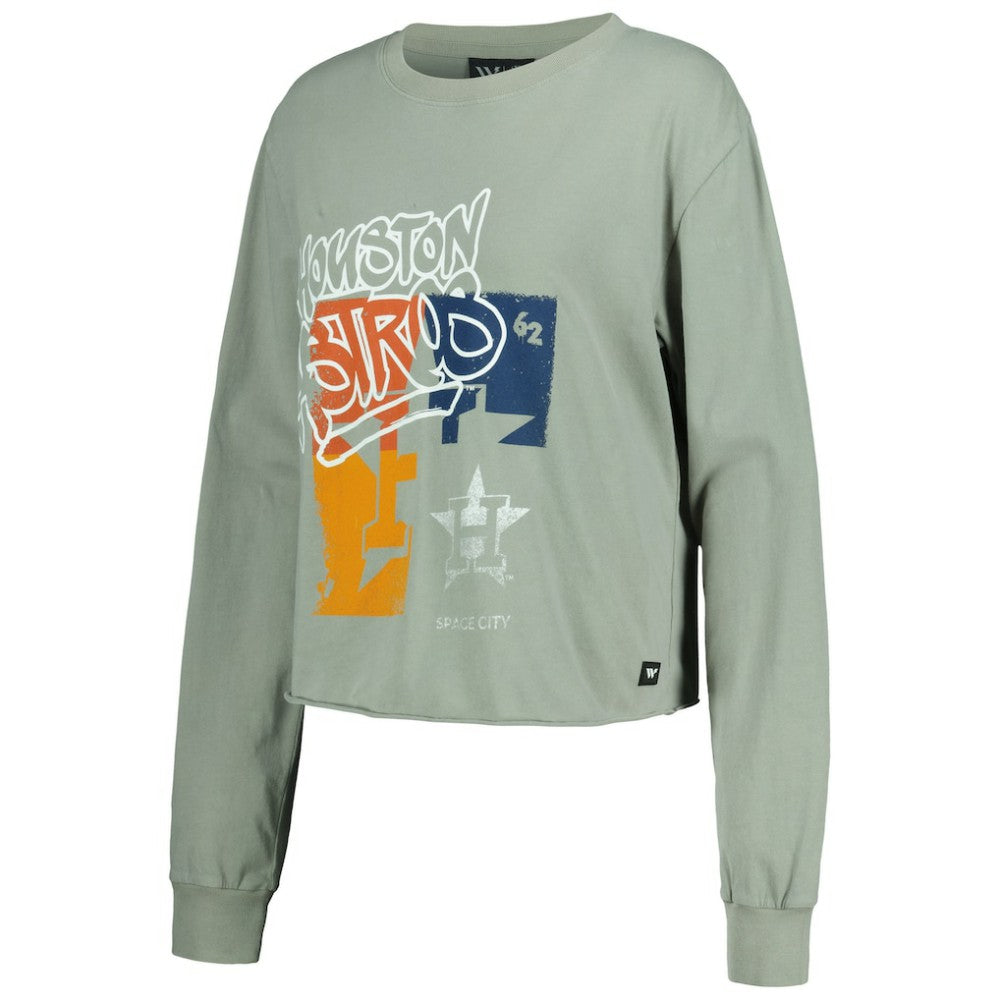 Houston Astros The Wild Collective Women's Cropped Long Sleeve T-Shirt - MLB