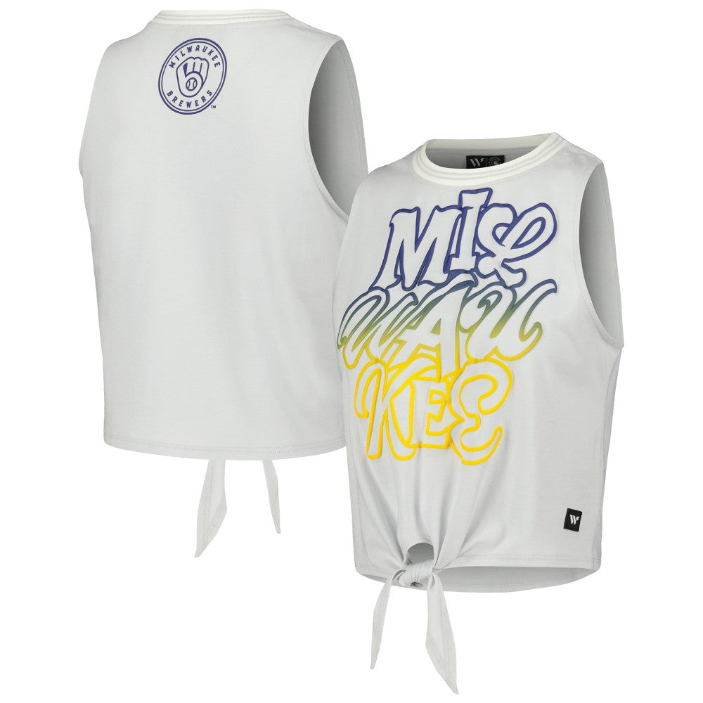 Milwaukee Brewers The Wild Collective Women's Twisted Tie Front Tank Top - MLB