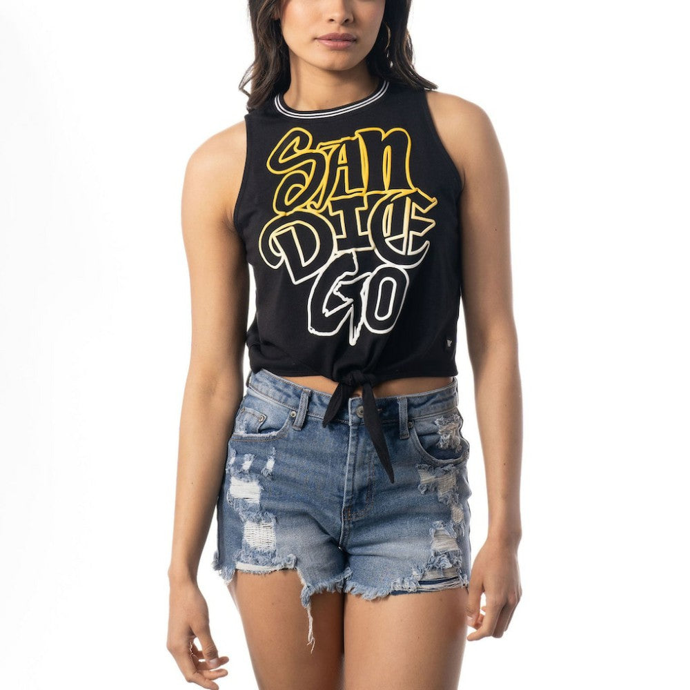 San Diego Padres The Wild Collective Women's Twisted Tie Front Tank Top - MLB