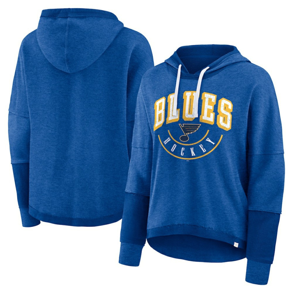 St. Louis Blues Fanatics Women's Lux Lounge Helmet Arch Pullover Hoodie - Heather Blue - NHL