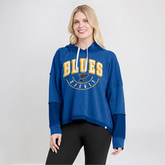 St. Louis Blues Fanatics Women's Lux Lounge Helmet Arch Pullover Hoodie - Heather Blue - NHL