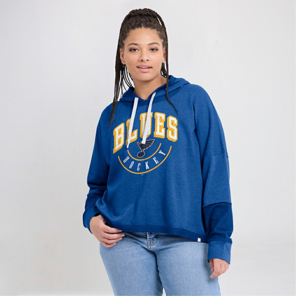 St. Louis Blues Fanatics Women's Lux Lounge Helmet Arch Pullover Hoodie - Heather Blue - NHL