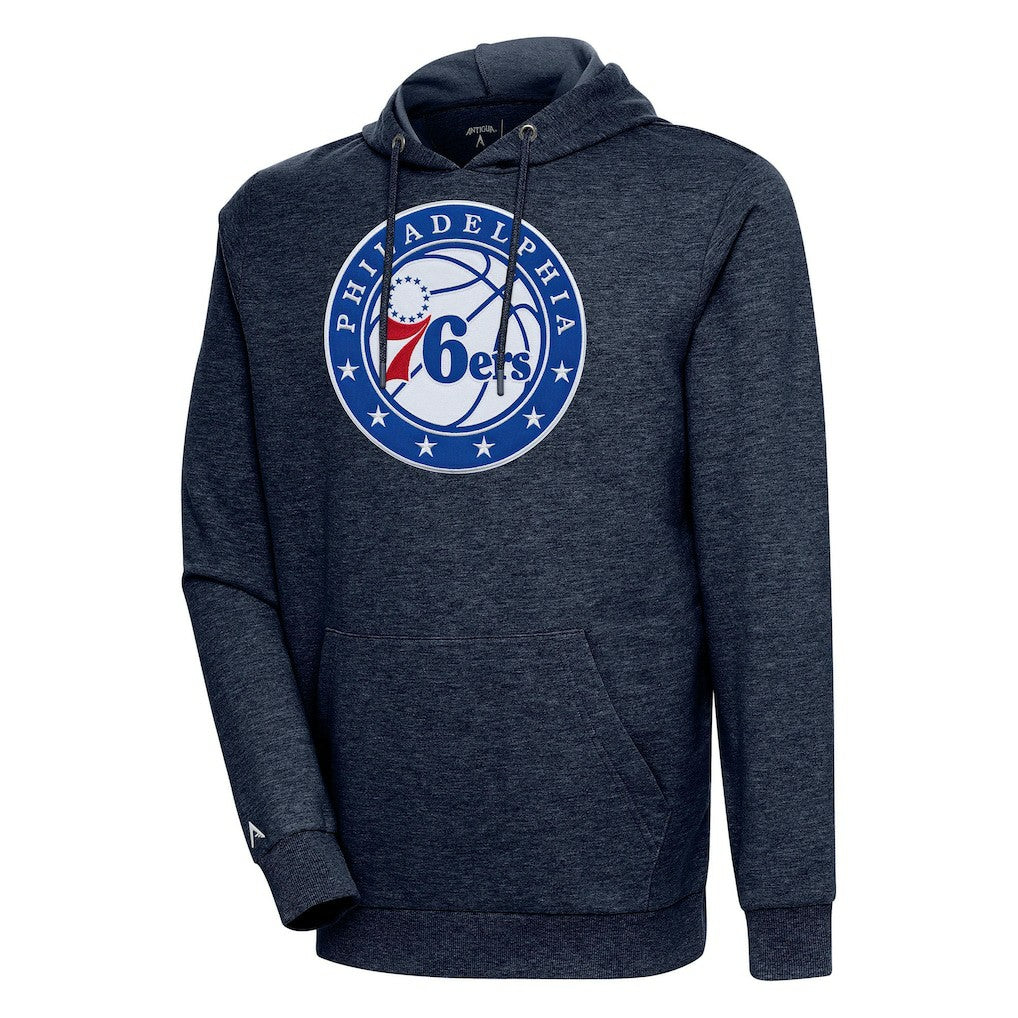 Philadelphia 76ers Antigua Action Pullover Hoodie Heather Navy - NBA