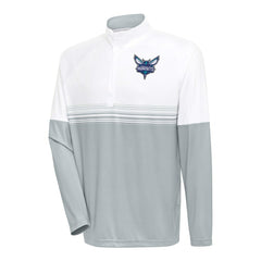 Charlotte Hornets Antigua Bender Quarter-Zip Pullover Top White/Gray - NBA