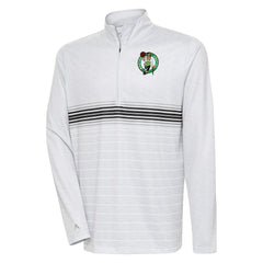Boston Celtics Antigua Bullseye Quarter-Zip Pullover Top Heather Gray/Black - NBA