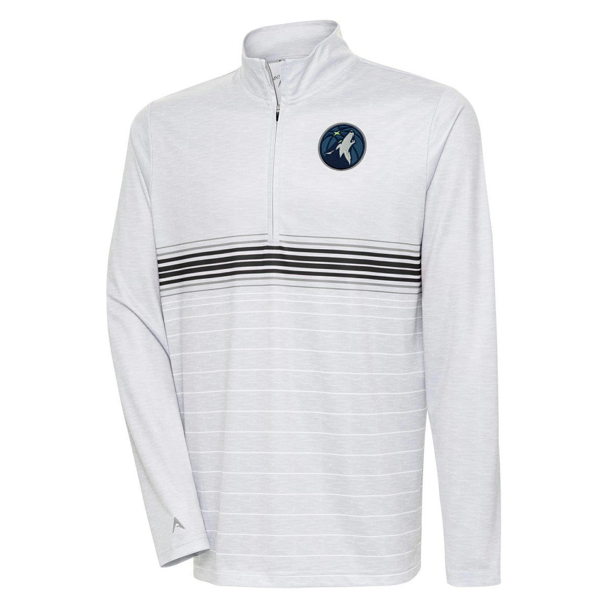 Minnesota Timberwolves Antigua Bullseye Quarter-Zip Pullover Top Heather Gray/Black - NBA