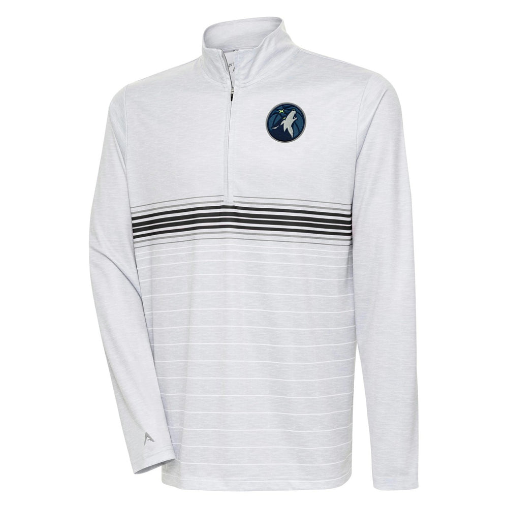 Minnesota Timberwolves Antigua Bullseye Quarter-Zip Pullover Top Heather Gray/Black - NBA