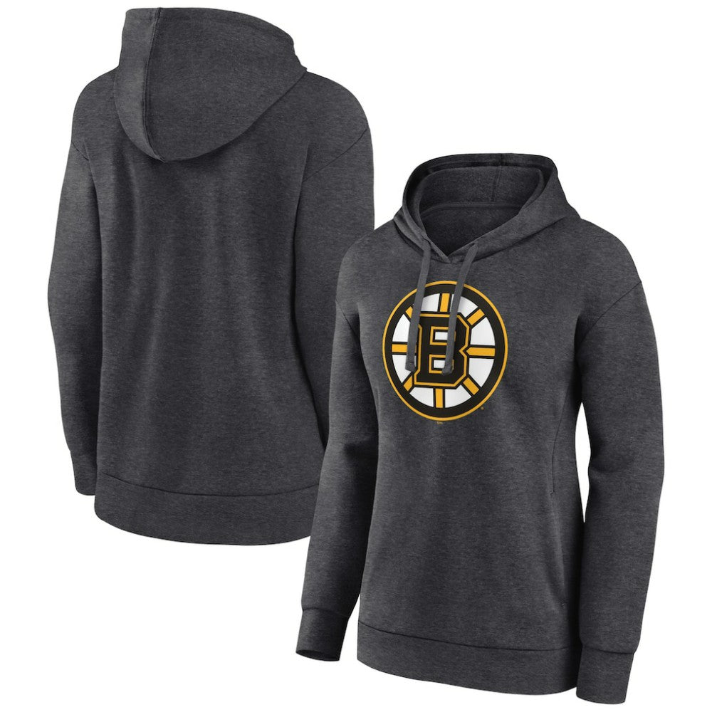 Boston Bruins Women's Primary Logo Pullover Hoodie - Charcoal - NHL