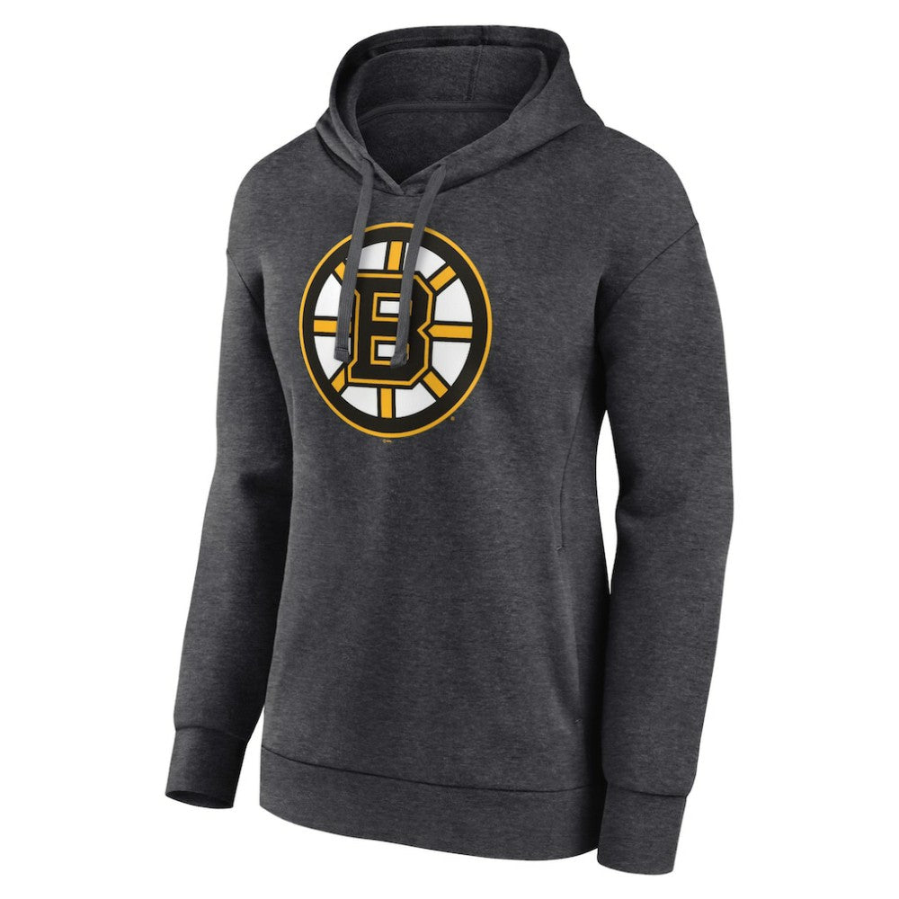 Boston Bruins Women's Primary Logo Pullover Hoodie - Charcoal - NHL