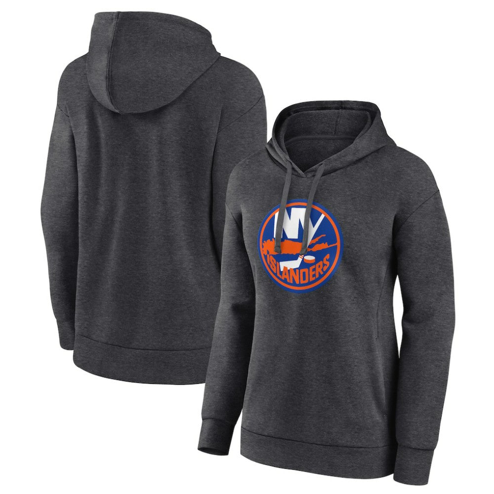 New York Islanders Women's Primary Logo Pullover Hoodie - Charcoal - NHL