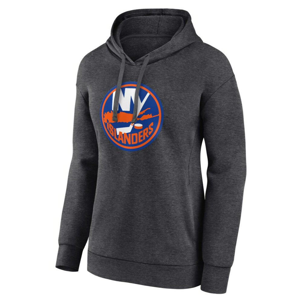 New York Islanders Women's Primary Logo Pullover Hoodie - Charcoal - NHL