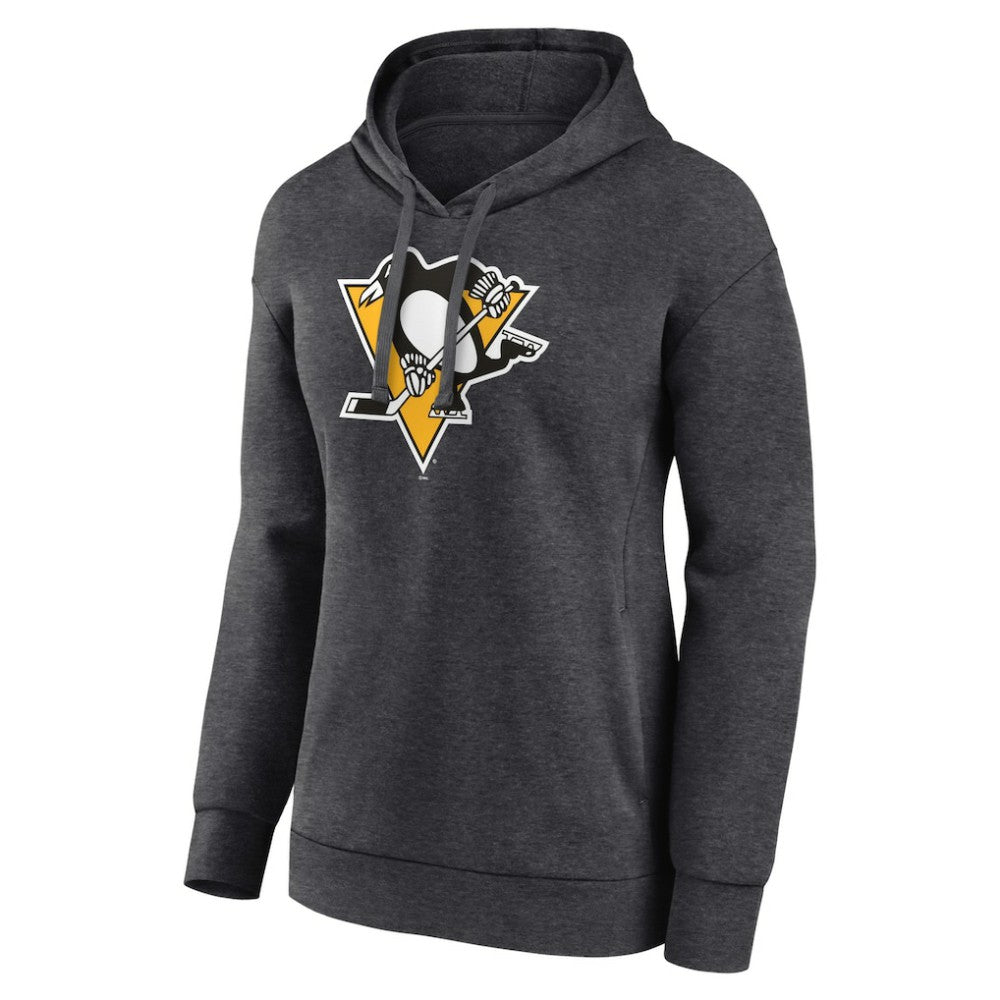 Pittsburgh Penguins Women's Primary Logo Pullover Hoodie - Charcoal - NHL