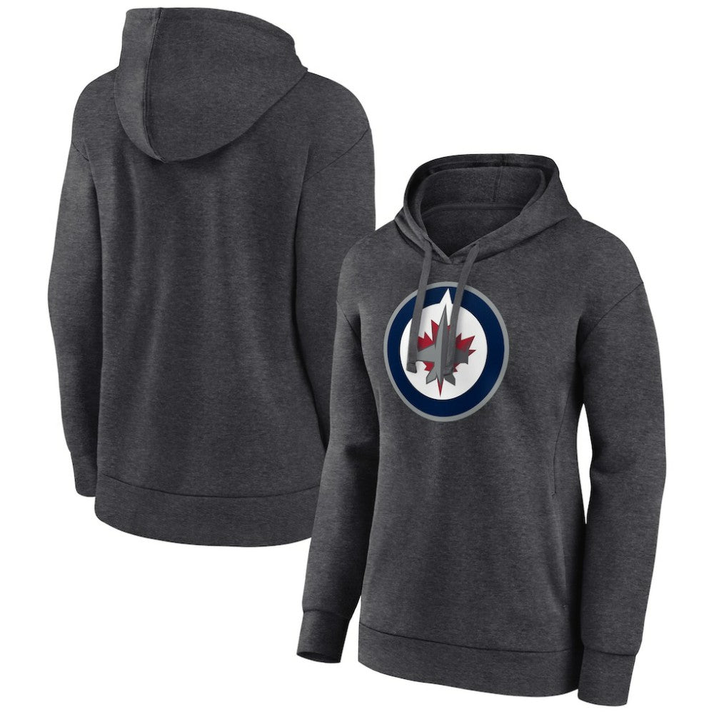 Winnipeg Jets Women's Primary Logo Pullover Hoodie - Charcoal - NHL
