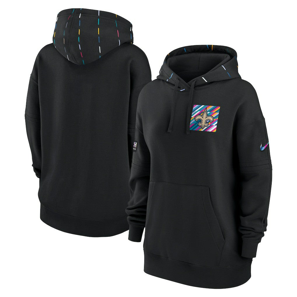 New Orleans Saints Women's 2023 NFL Crucial Catch Club Pullover Hoodie Black | Nike for Sale