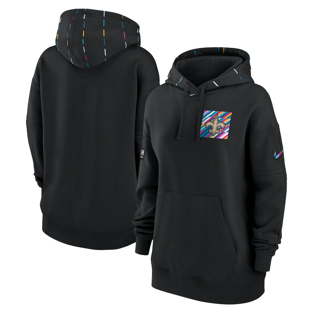 New Orleans Saints Women's 2023 NFL Crucial Catch Club Pullover Hoodie Black | Nike for Sale