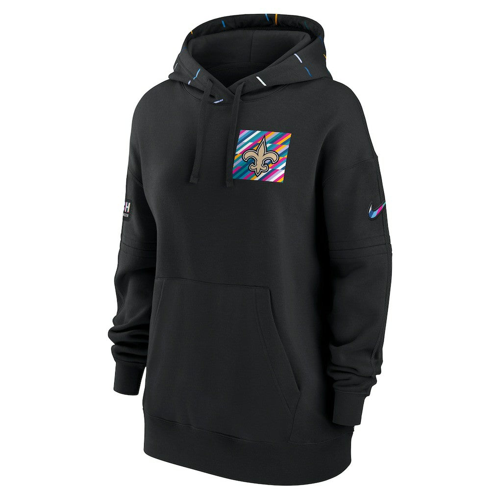 New Orleans Saints Women's 2023 NFL Crucial Catch Club Pullover Hoodie Black | Nike for Sale