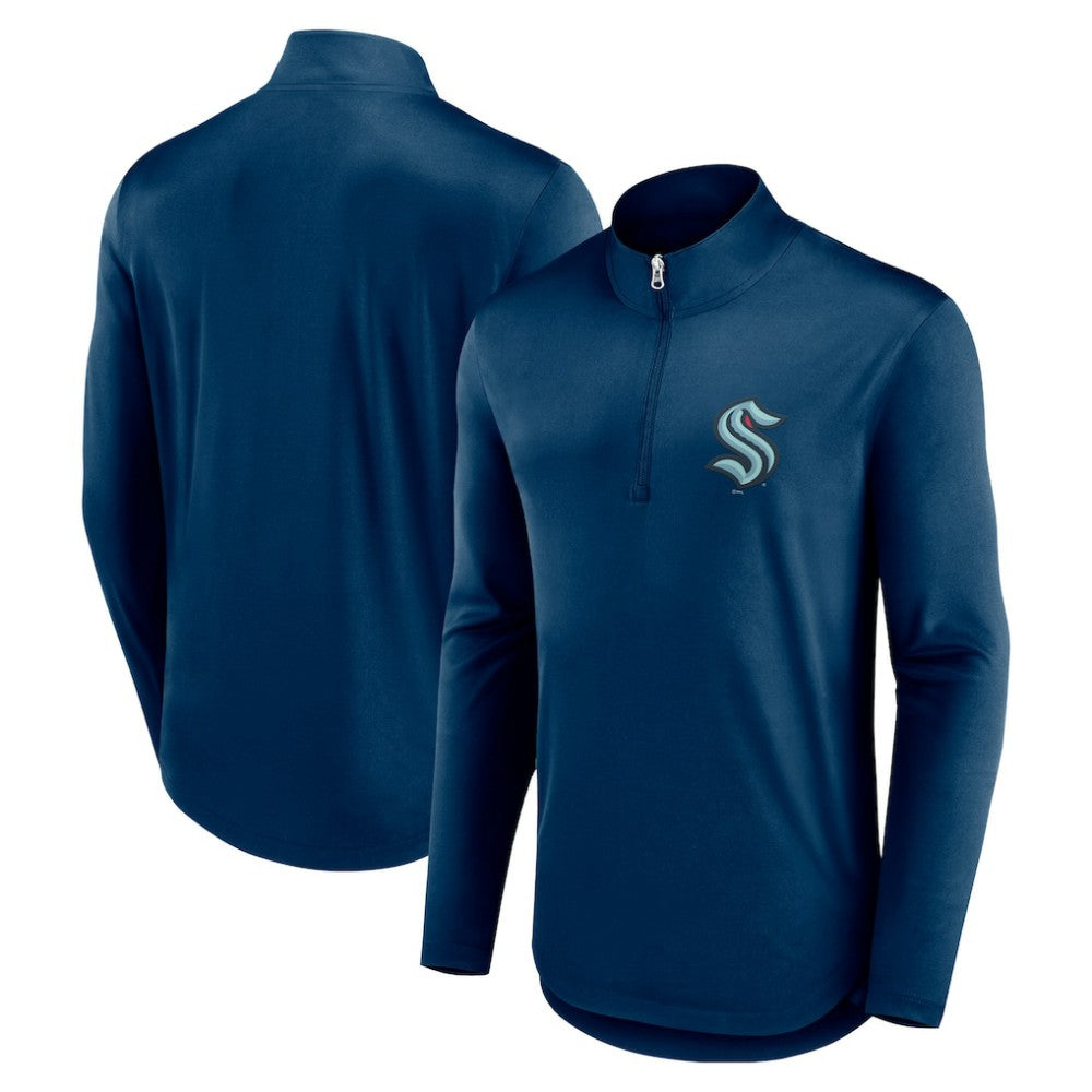 Seattle Kraken Fanatics Mock Neck Quarter-Zip Top - Deep Sea Blue - NHL