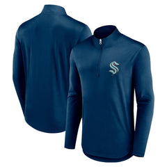 Seattle Kraken Fanatics Mock Neck Quarter-Zip Top - Deep Sea Blue - NHL
