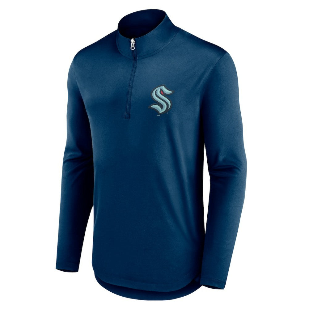 Seattle Kraken Fanatics Mock Neck Quarter-Zip Top - Deep Sea Blue - NHL