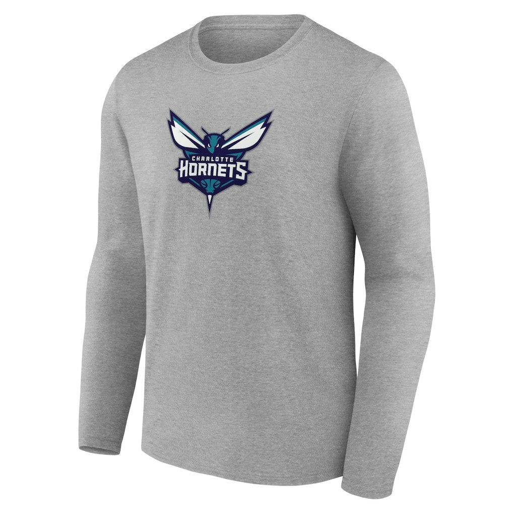 Charlotte Hornets Primary Team Logo Long Sleeve T-Shirt Gray - NBA