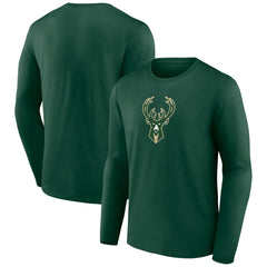 Milwaukee Bucks Primary Team Logo Long Sleeve T-Shirt Hunter Green - NBA