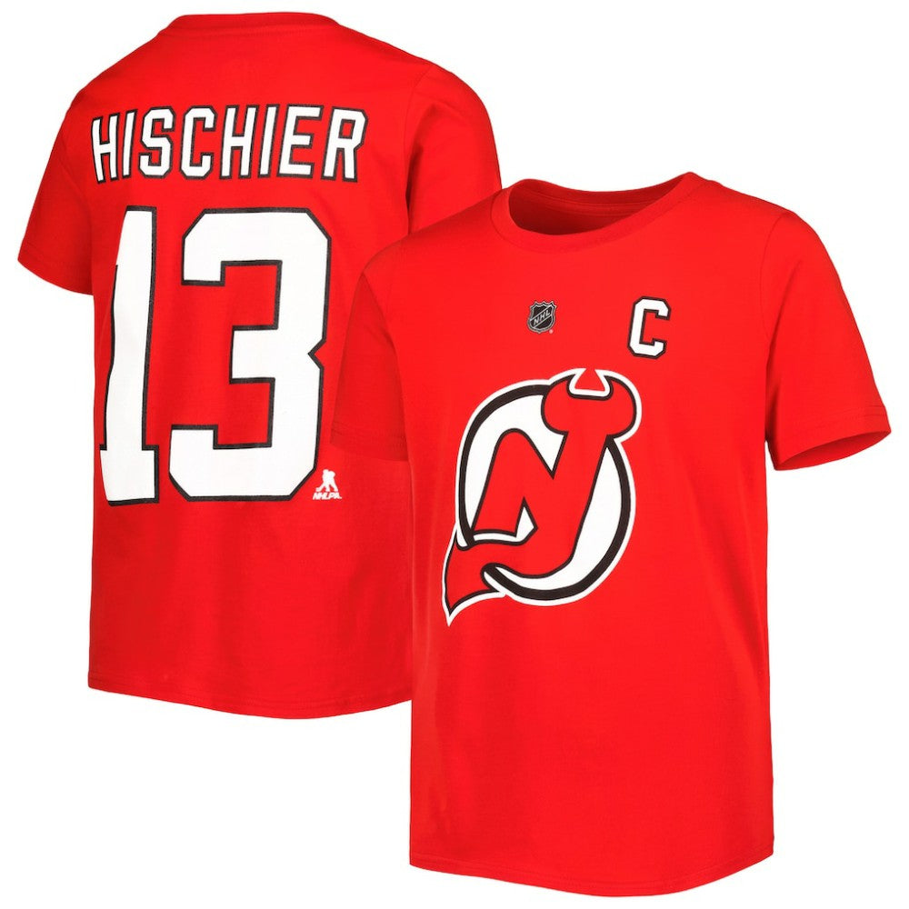 Nico Hischier New Jersey Devils Youth Player Name & Number T-Shirt - Red - NHL