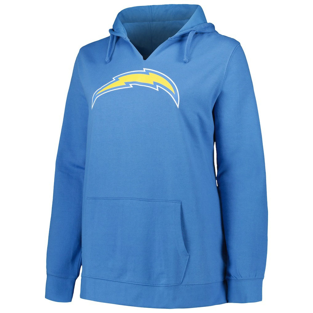 Justin Herbert Los Angeles Chargers Profile Women's Plus Size Player Name & Number Pullover Hoodie Powder Blue | NFL