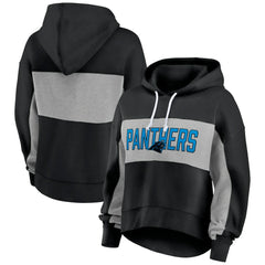Carolina Panthers Women's Filled Stat Sheet Lighweight Modest Crop Hoodie Black | Fanatics