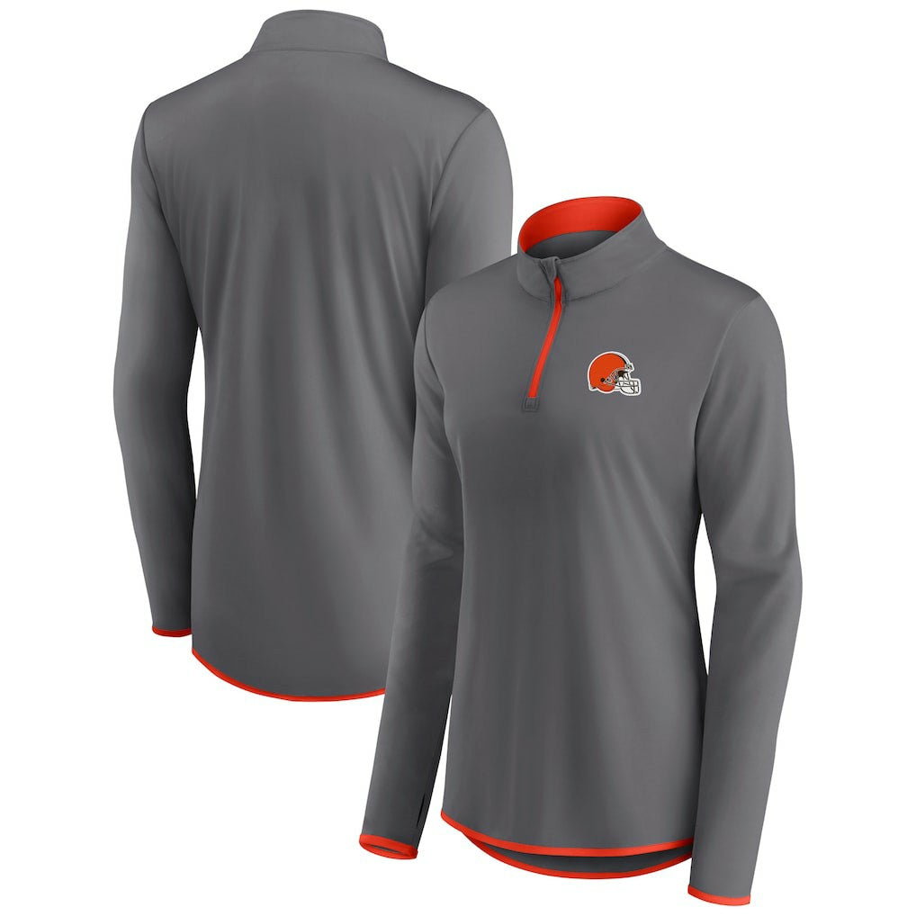Cleveland Browns Women's Adult Corner Long Sleeve 1/4 Zip Top Gray | NFL