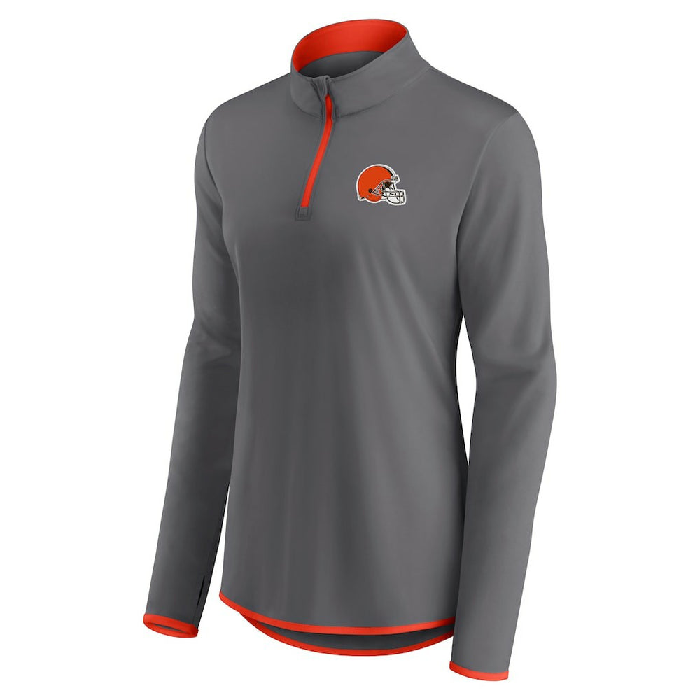 Cleveland Browns Women's Adult Corner Long Sleeve 1/4 Zip Top Gray | NFL
