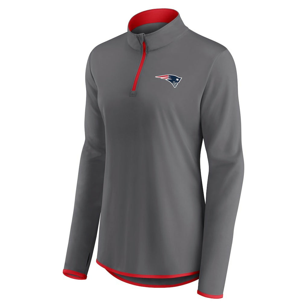 New England Patriots Women's Adult Corner Long Sleeve 1/4 Zip Top Gray | NFL