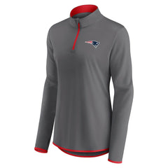 New England Patriots Women's Adult Corner Long Sleeve 1/4 Zip Top Gray | NFL