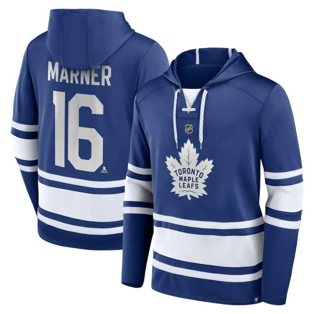 Mitch Marner Toronto Maple Leafs Fanatics Name & Number Lace-Up Pullover Hoodie - Blue - NHL