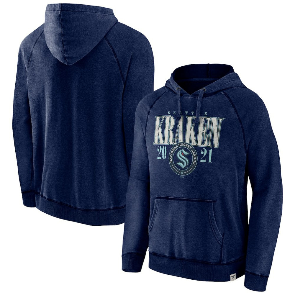 Seattle Kraken Fanatics Shoulder-To-Shoulder Raglan Pullover Hoodie - Heather Deep Sea Blue - NHL