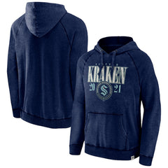 Seattle Kraken Fanatics Shoulder-To-Shoulder Raglan Pullover Hoodie - Heather Deep Sea Blue - NHL