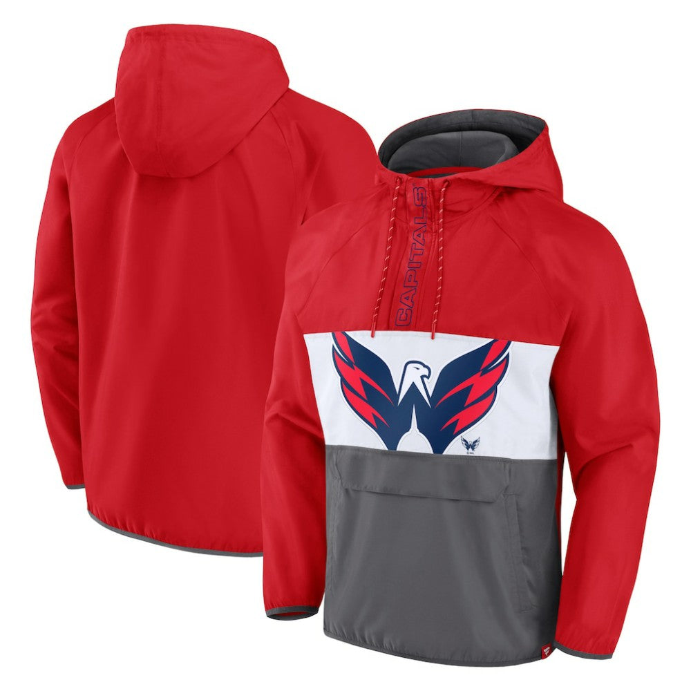 Washington Capitals Fanatics Flagrant Foul Anorak Raglan Half-Zip Hoodie Jacket - Red - NHL