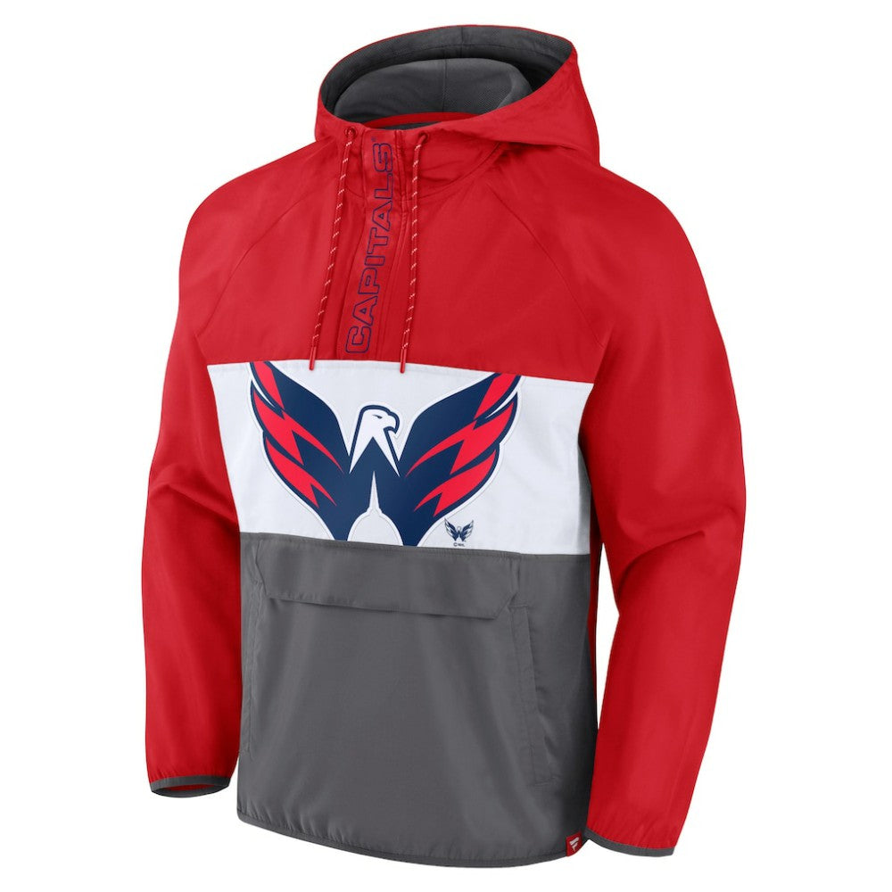 Washington Capitals Fanatics Flagrant Foul Anorak Raglan Half-Zip Hoodie Jacket - Red - NHL