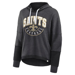 New Orleans Saints Women's Lightewight Modest Crop Lounge Helmet Arch Pullover Hoodie Charcoal | Fanatics